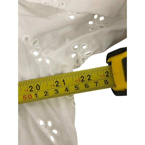 Zara Womens Blouse L Large White Embroidered Eyelet Long Sleeve 8154/303 NWT - Picture 9 of 11